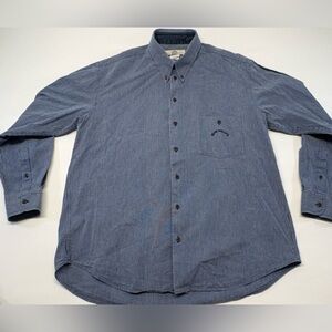 Blue Willli's Blue Micro-Striped Button-Down Shirt Size Large